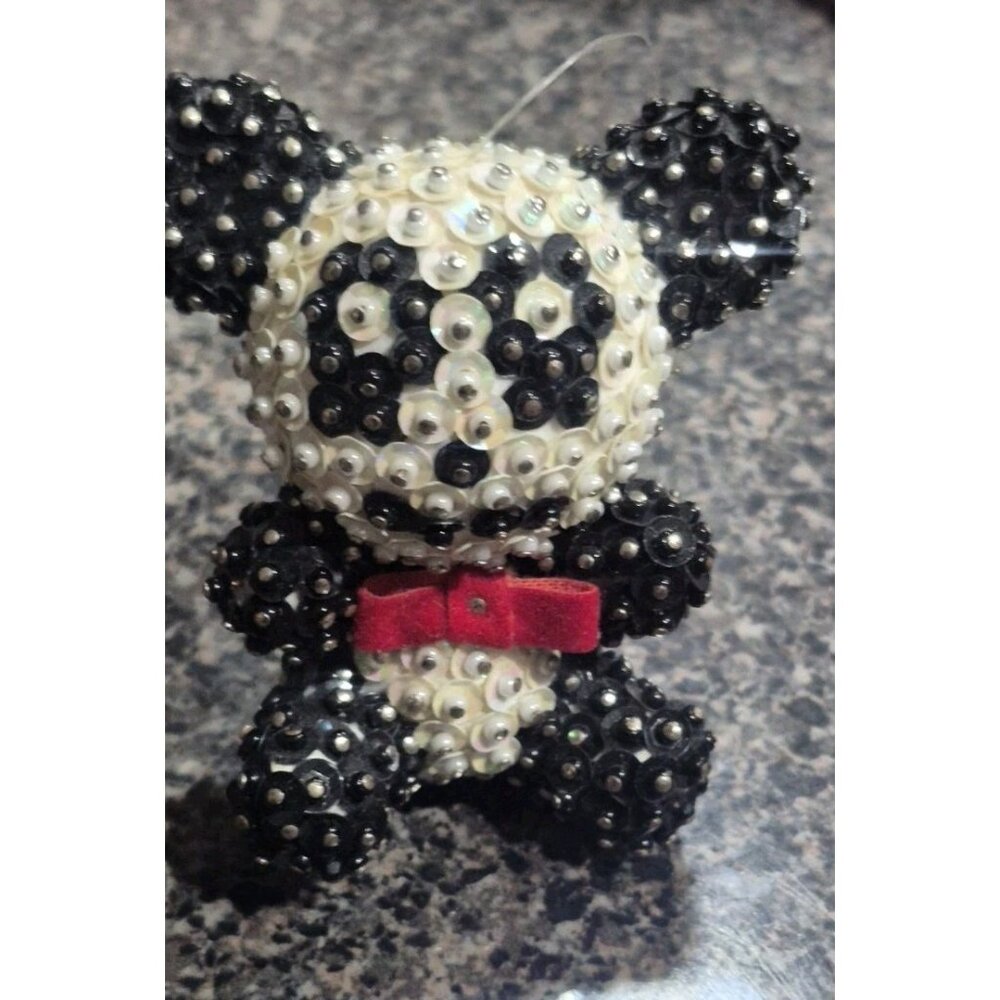 Vintage Lee Wards Perky Panda Sequin Ornament